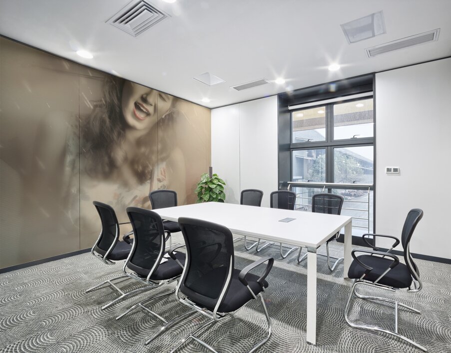 Pin-up woman dancing in a shower of rain Wall Printing