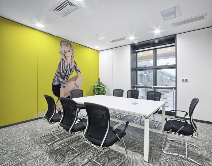 Woman washing and cleaning a floor Wall Printing