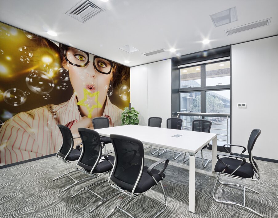 Female Nerd Blowing Bubbles Of Business Success Wall Printing