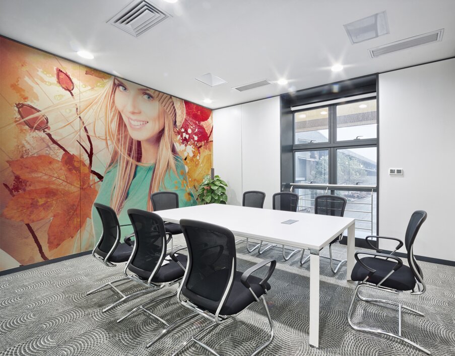 Pretty blond girl in autumn fashion illustration Wall Printing