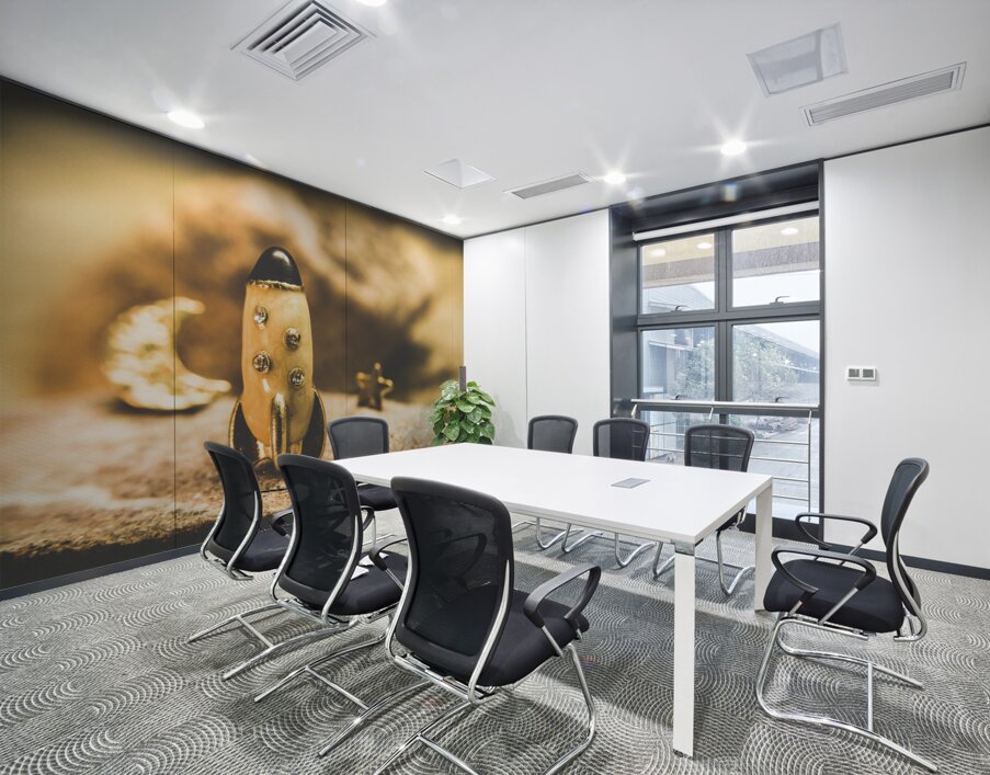 Moon rocket at space station on the dark side Wall Printing