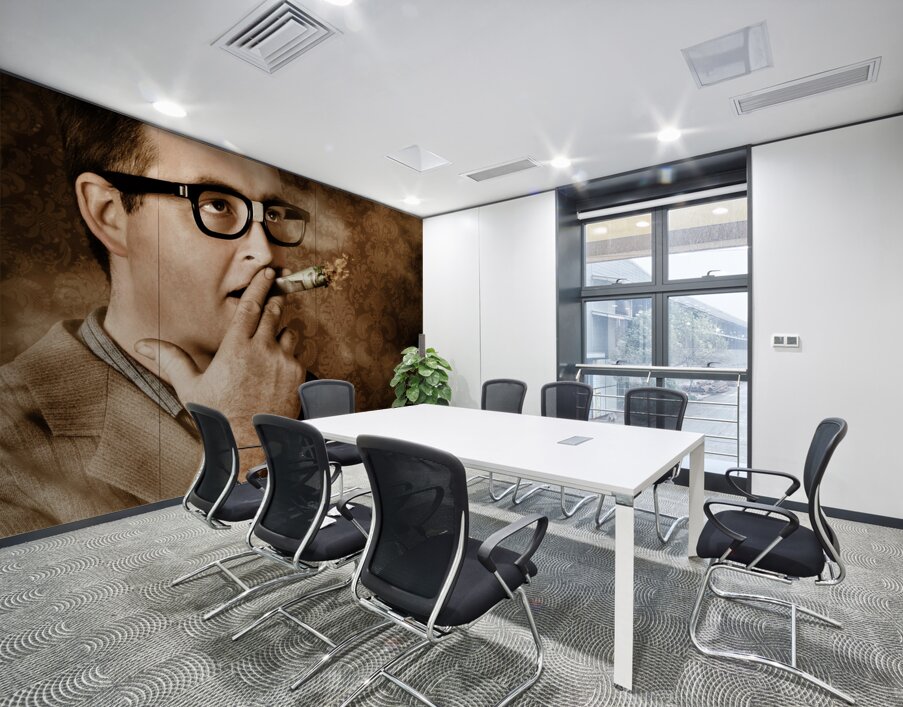 Vintage business man smoking money in success Wall Printing