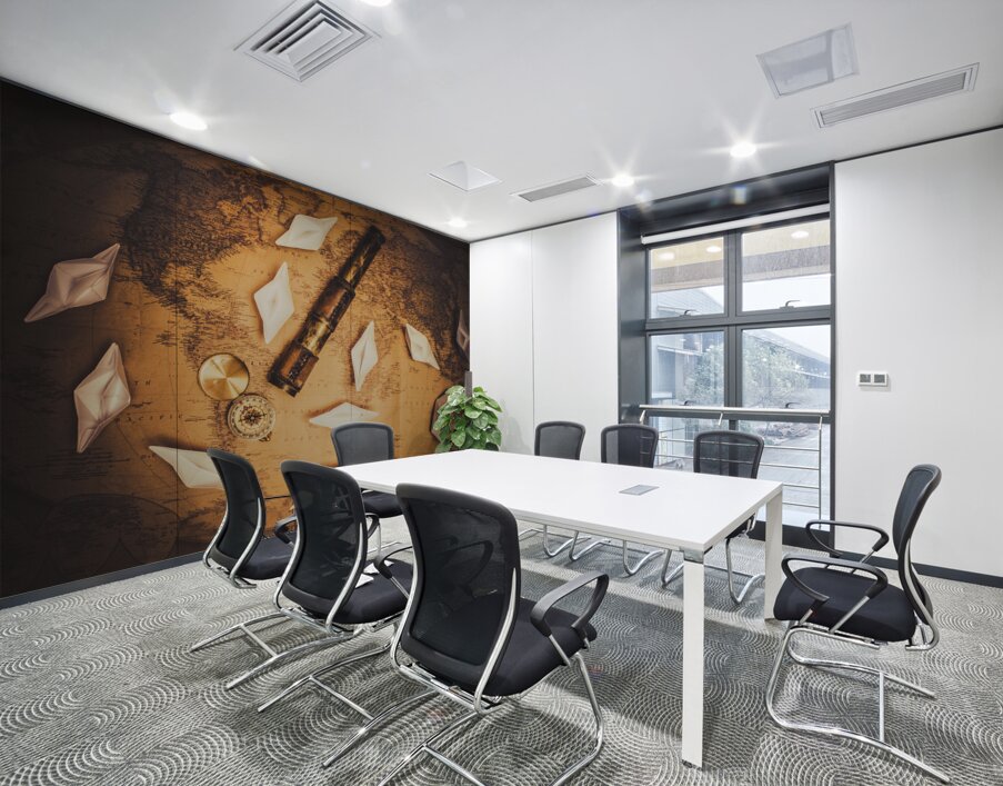 Maritime Origami Ships On Antique Map Wall Printing