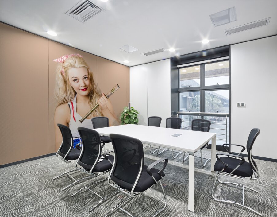 Sightseeing voyage pin-up girl with telescope Wall Printing