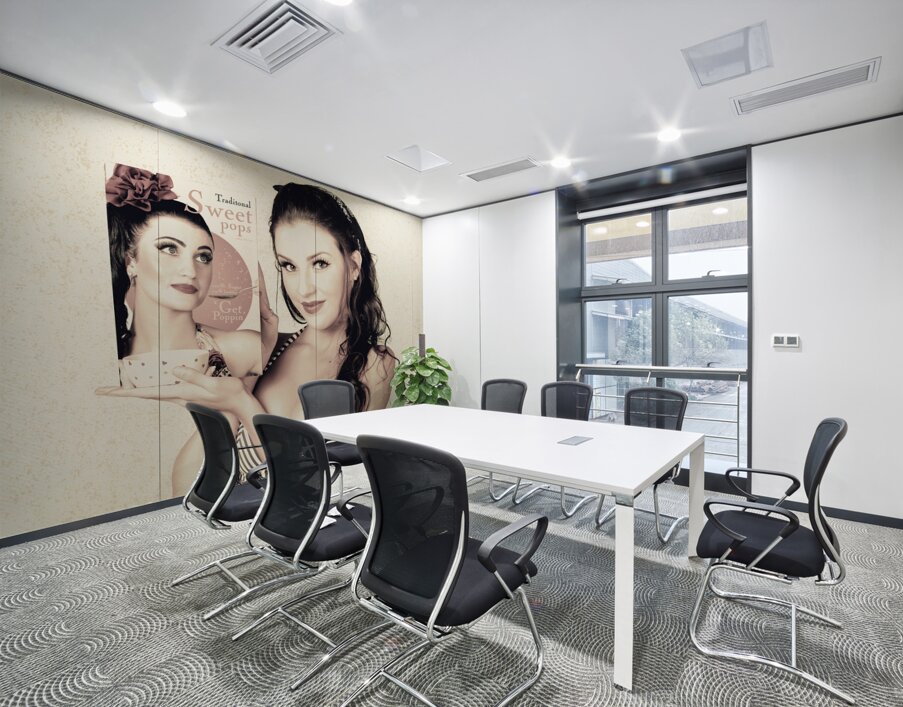 Vintage pop art advert girl with breakfast product Wall Printing