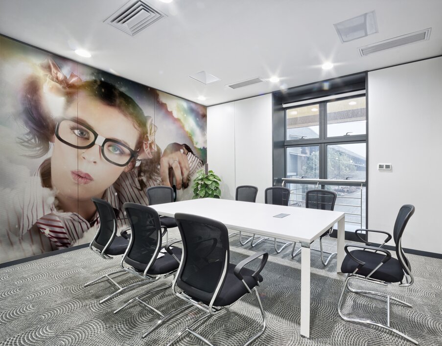 Technology Smart Woman Using Cloud Computing Wall Printing