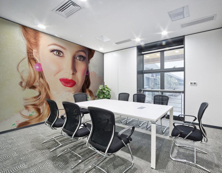 Spring Beauty. Beautiful Retro Girl Blowing Flower Wall Printing