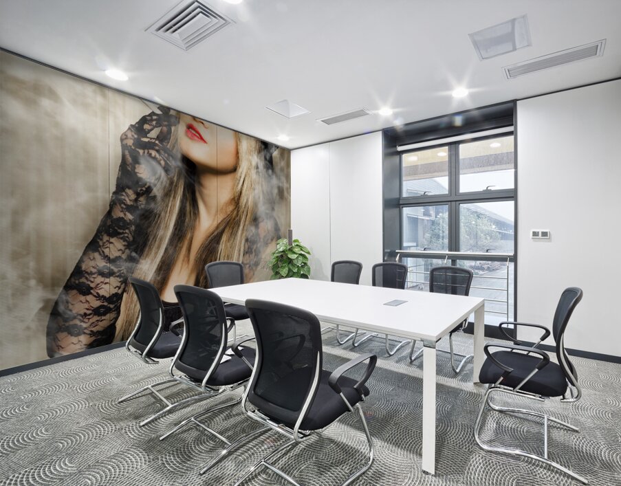 Female retro pinup model with smoke Wall Printing