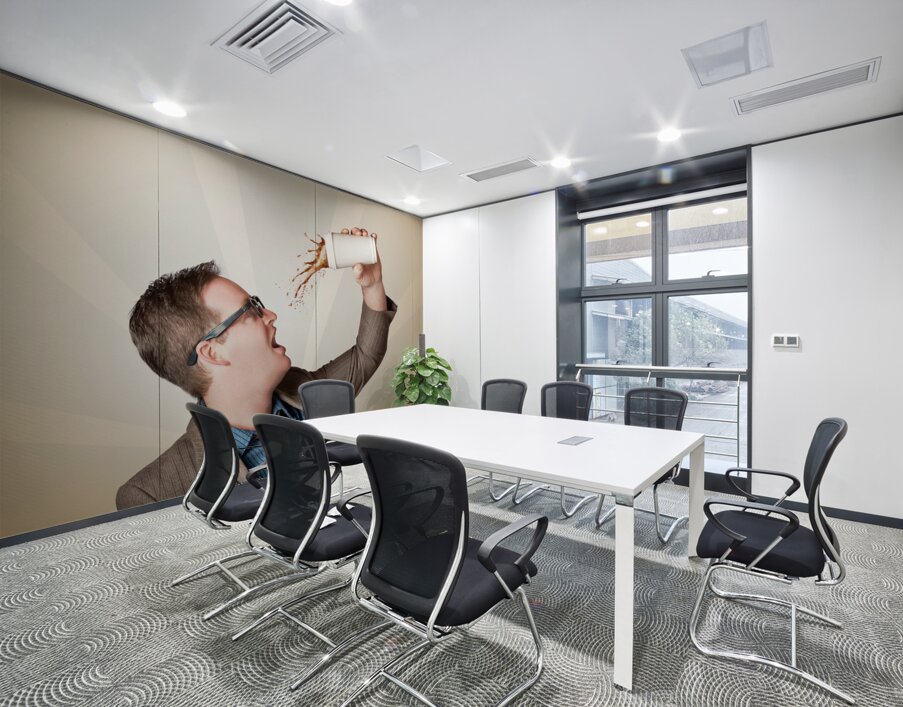 Business man drinking a quick coffee on the go Wall Printing