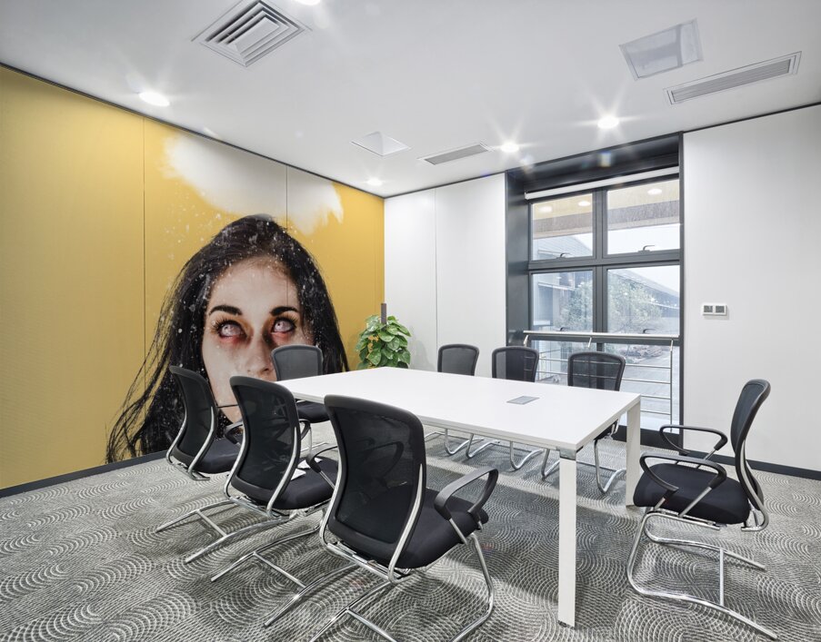 Dead zombie business woman brainstorming a idea Wall Printing