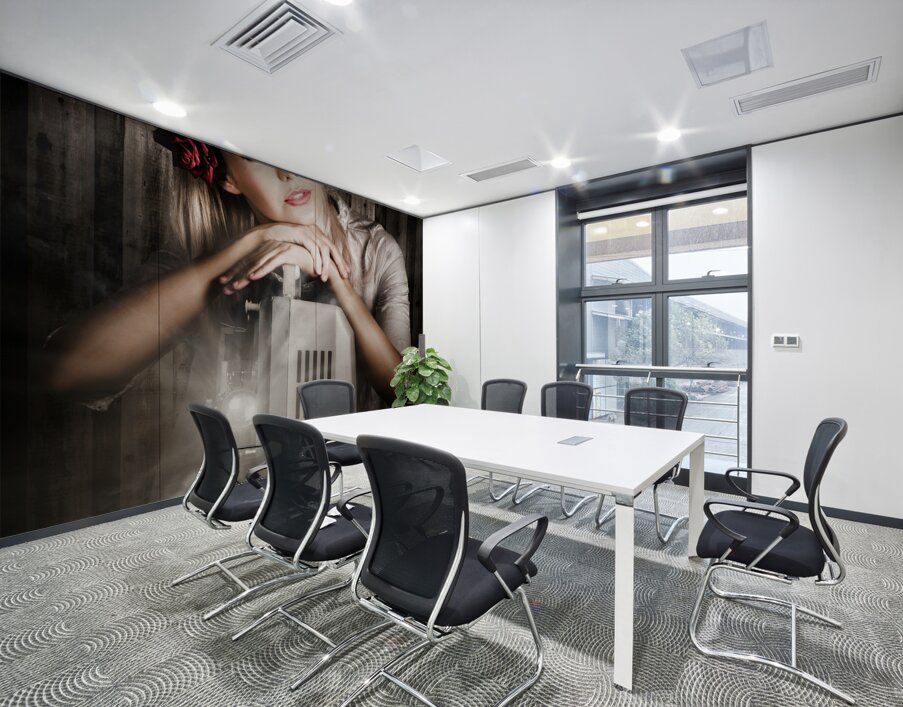 Vintage Beauty Watching Old Film Projector Movie Wall Printing