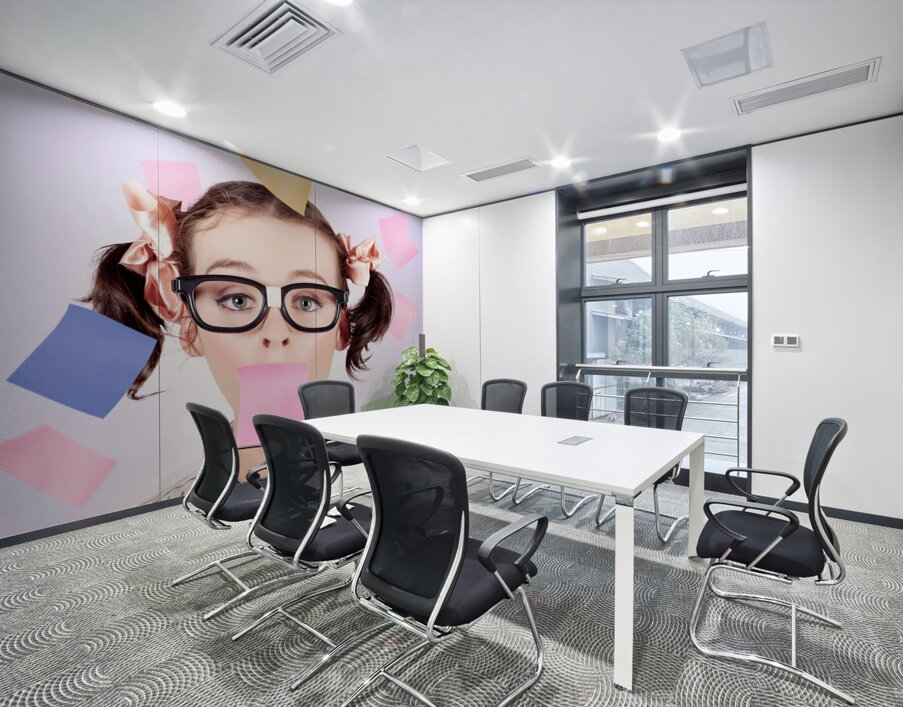 Business Womans Face Covered In Paper Reminders Wall Printing