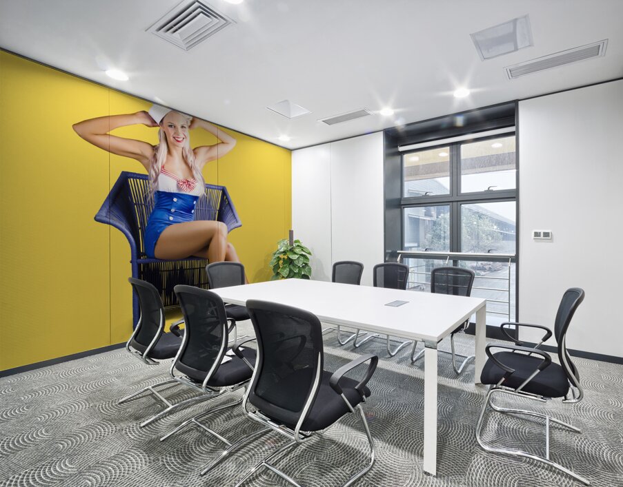 Isolated navy pinup girl on white background Wall Printing