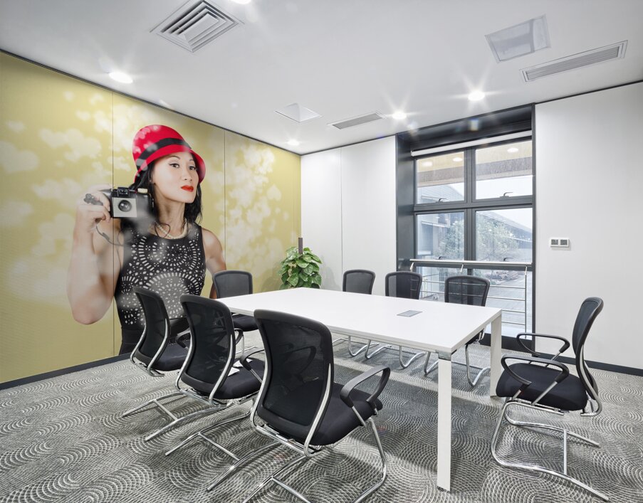 Photographer taking photos with retro film camera Wall Printing