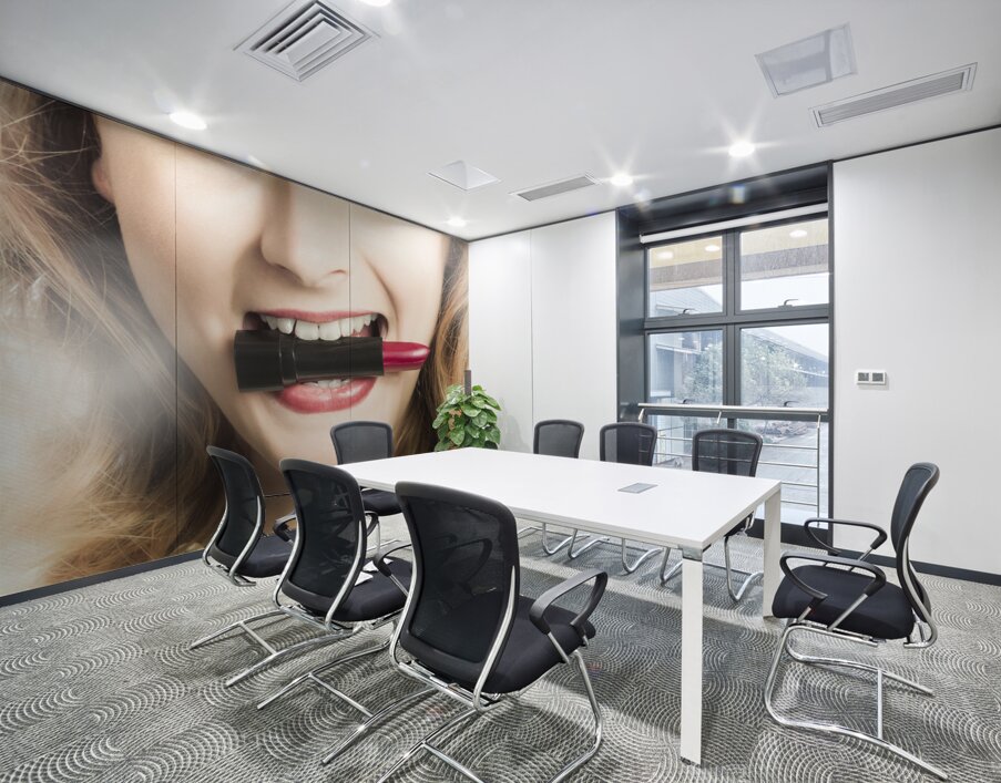 Cosmetic pin up with lipstick smile Wall Printing