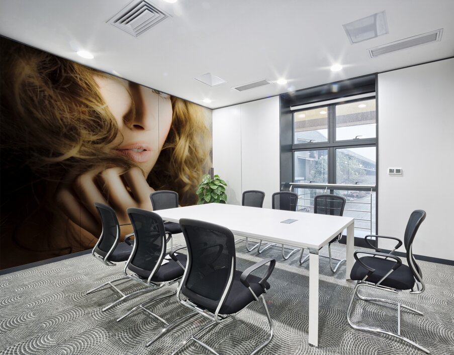 Woman with beautiful wavy hair Wall Printing