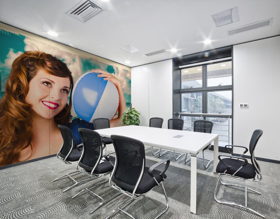 Vintage 1950 era pin-up woman with beach ball Wall Printing