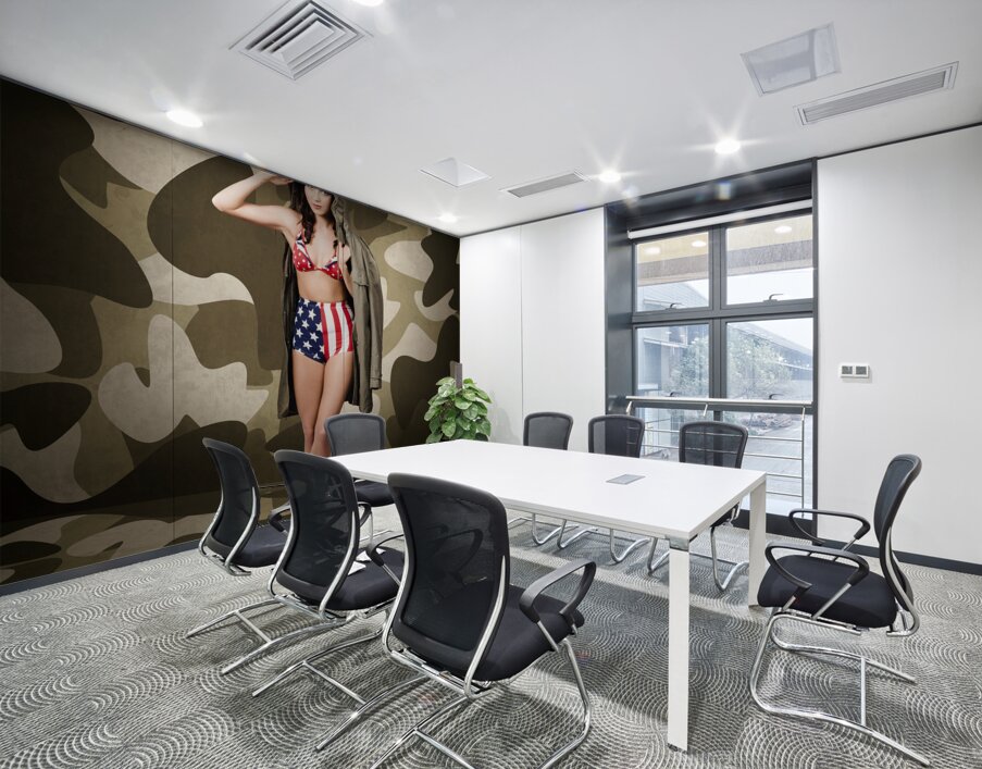 Retro pinup girl in American army lingerie Wall Printing