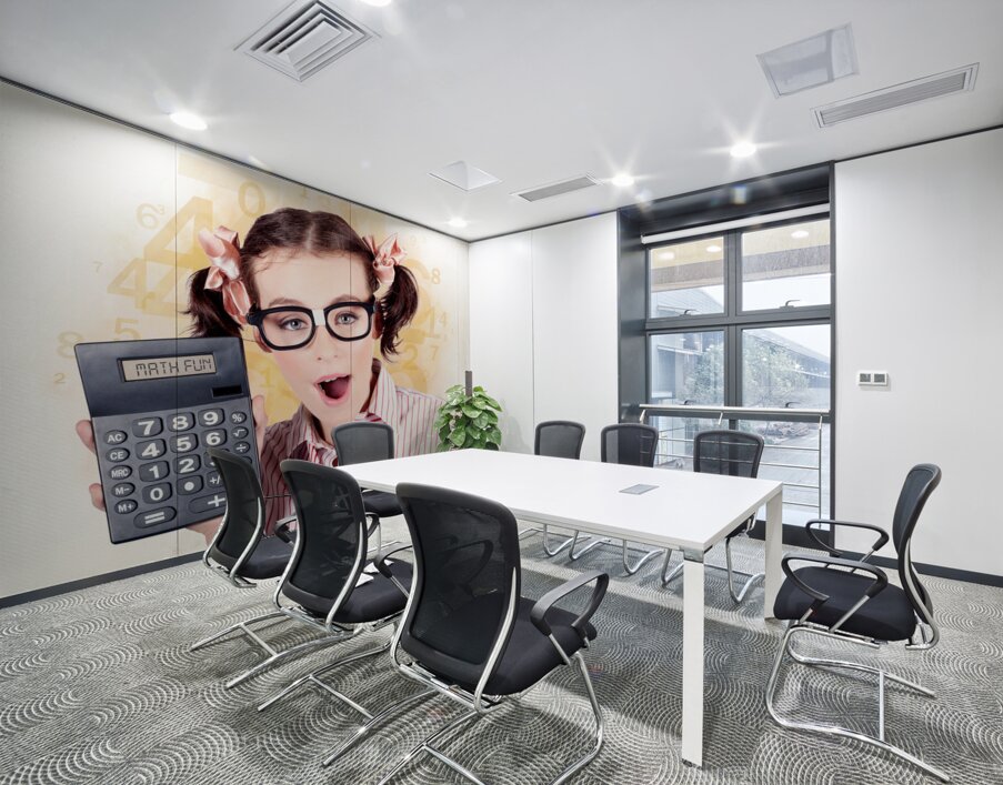 Education Math Tutor Holding Numbers Calculator Wall Printing