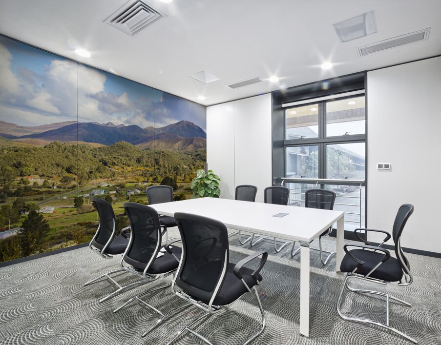 Rural landscape with mountains and valley village Wall Printing