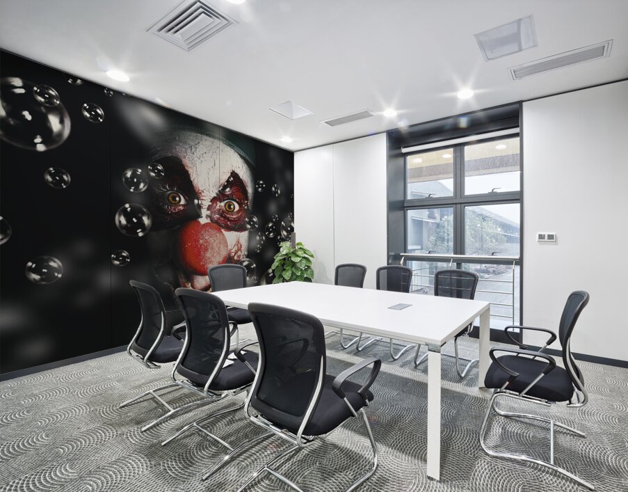 Scary horror circus clown laughing with evil smile Wall Printing