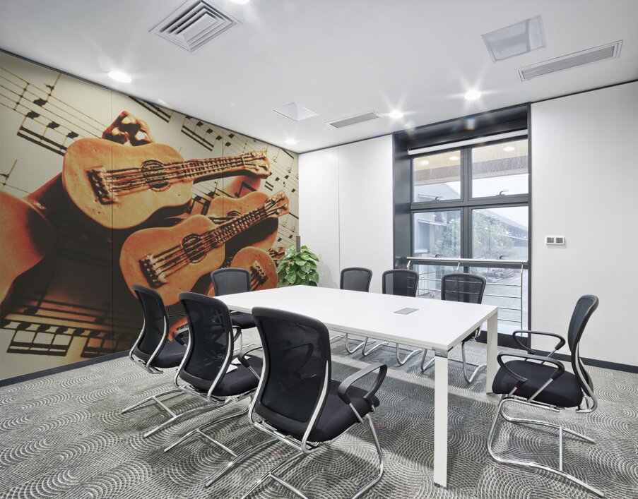 Vintage guitars on music sheet Wall Printing
