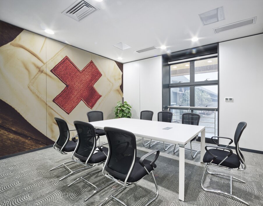 Antique nurses hat with red cross emblem Wall Printing