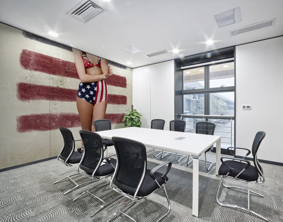 Grunge pin up woman in american fashion style Wall Printing