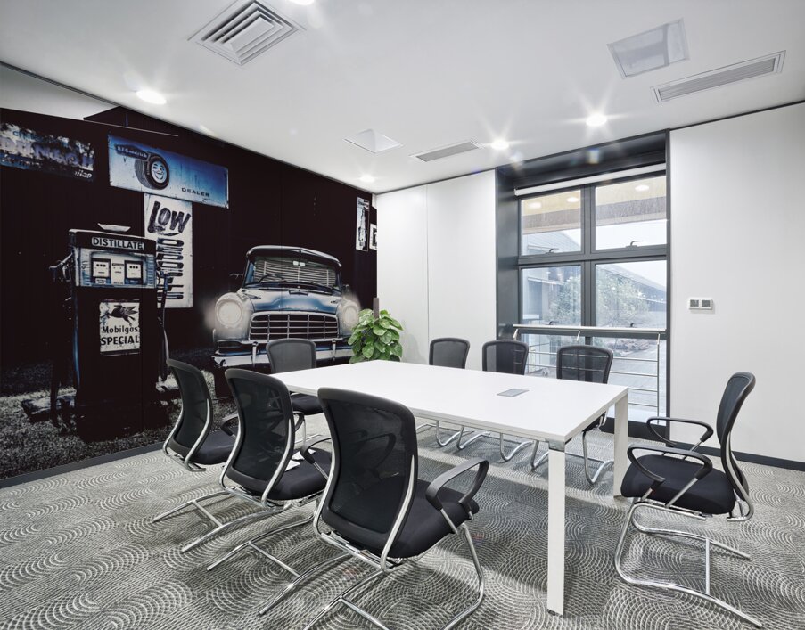 60s Australian FC Holden parked at old garage Wall Printing