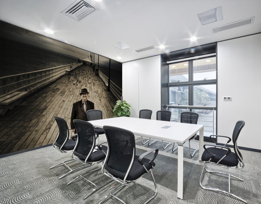 Senior Male Standing On A Pier Promenade Wall Printing