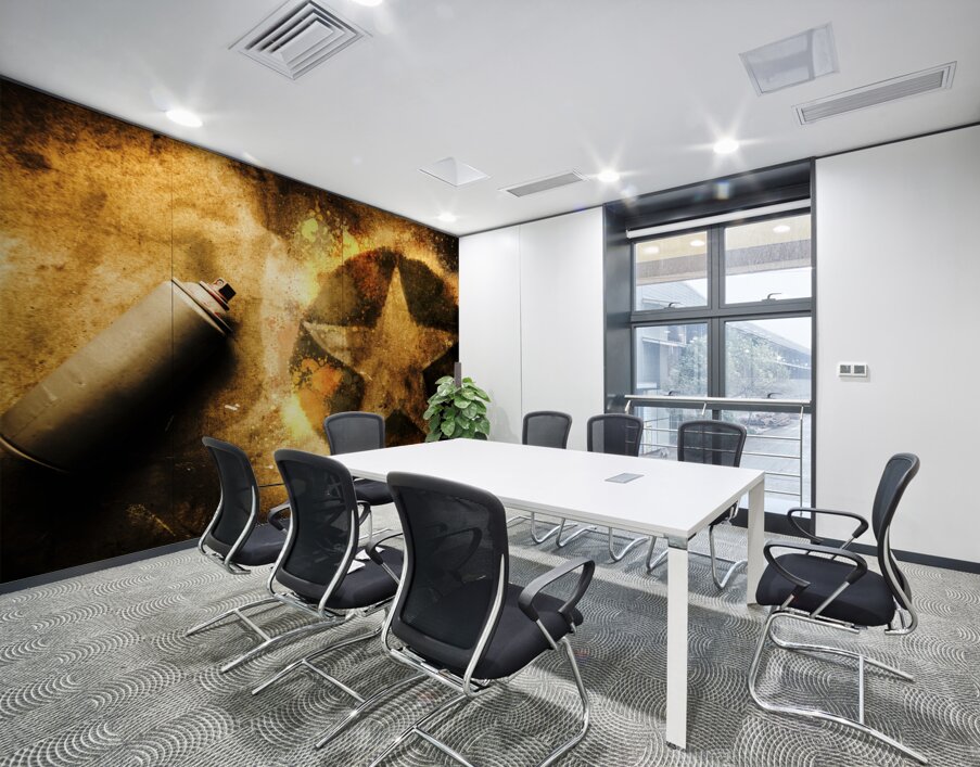 Spray can with army star graffiti Wall Printing