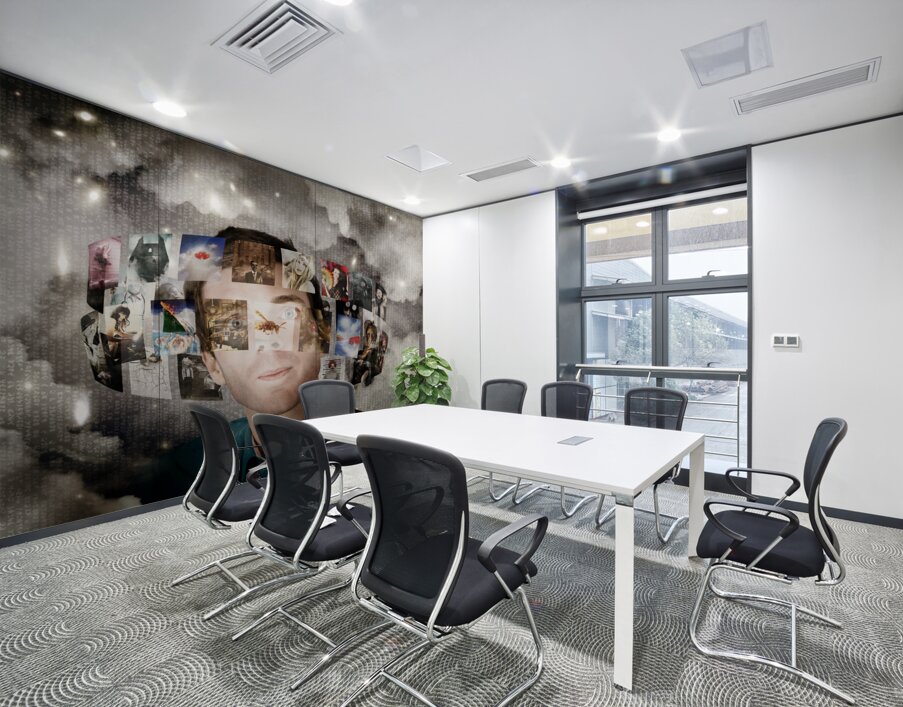 Man Streaming Media With Cloud Server Informatics Wall Printing