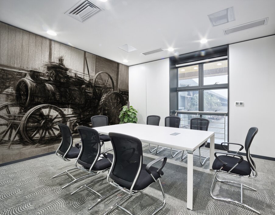 Vintage tractor drawing in industrialised 1900s Wall Printing