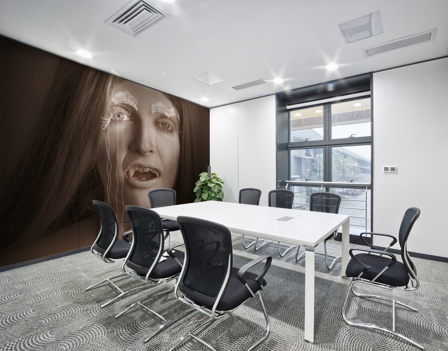 Vintage halloween portrait. Gothic vampire girl Wall Printing