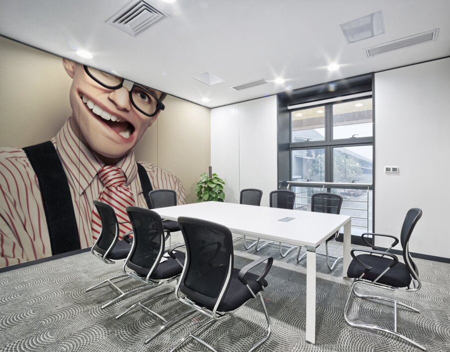 Funny Retro Male Nerd With Big Mouth On Copyspace  Wall Printing