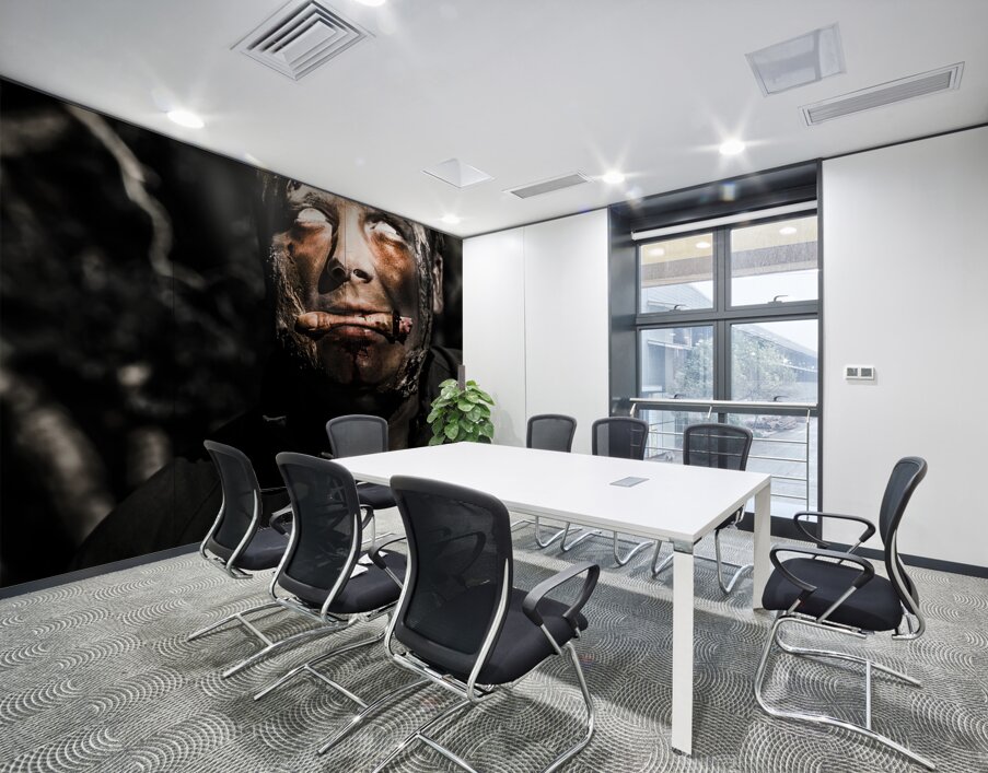 Horror zombie with finger food. Bad taste Wall Printing