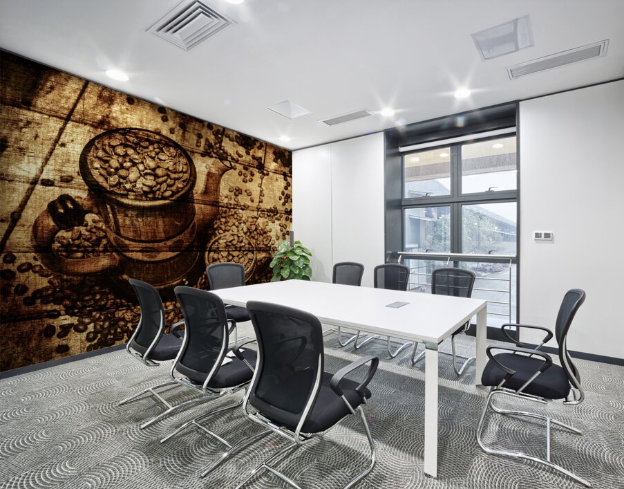 Vintage wooden coffee shop sign Wall Printing