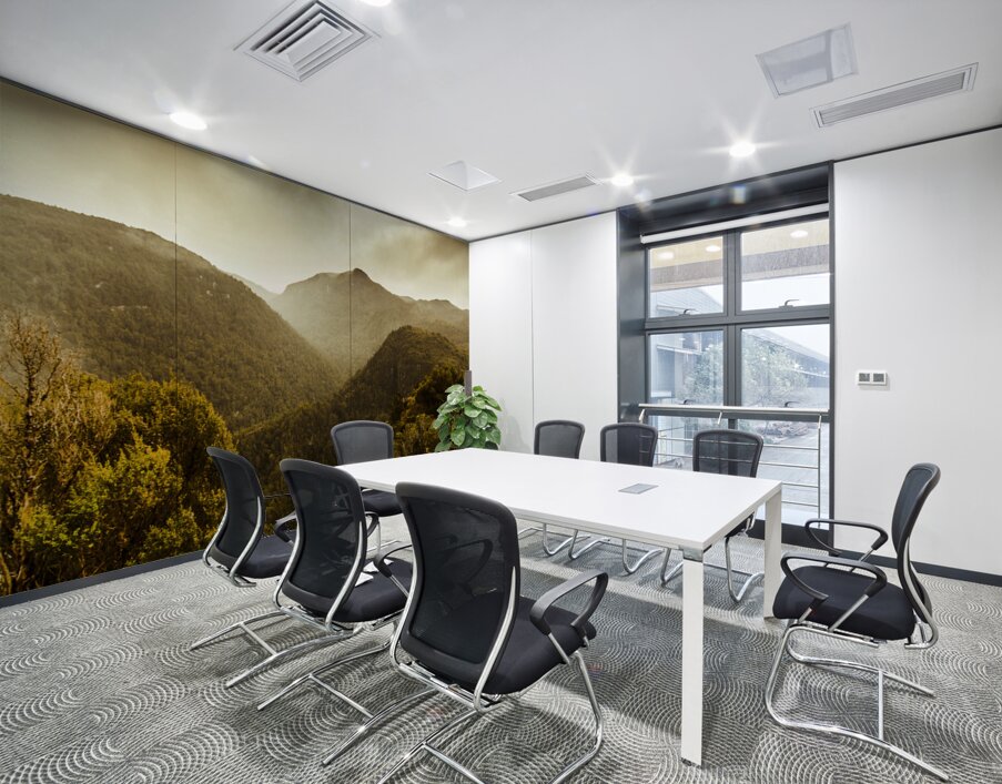 Foggy mountainous forest Wall Printing