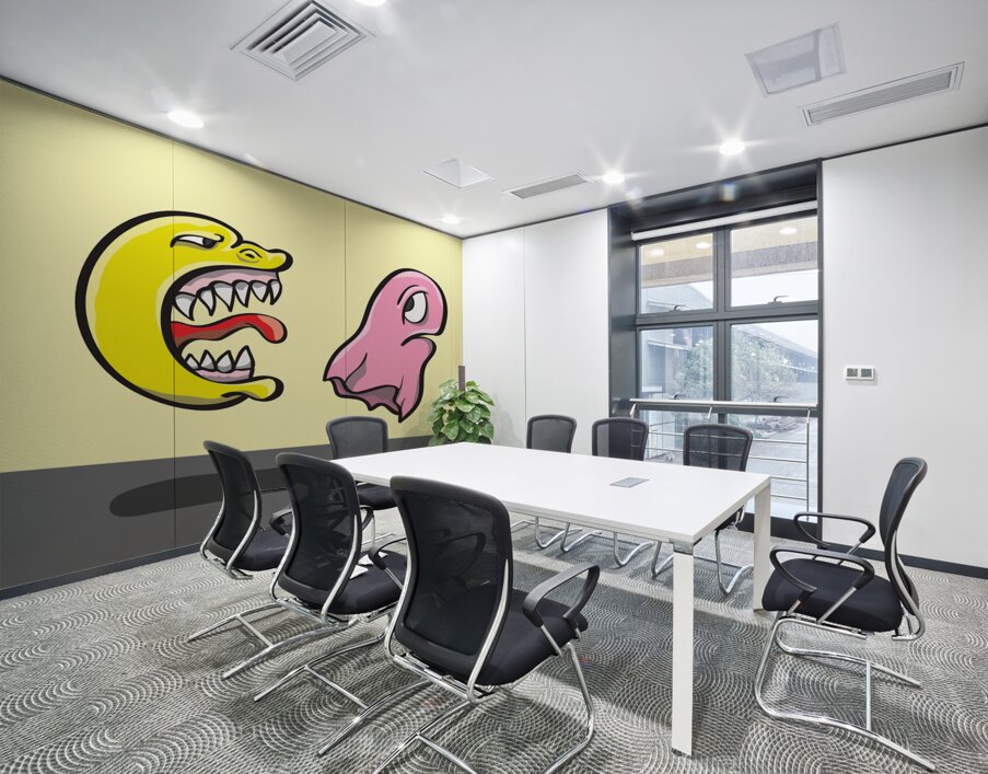 Pac Man and ghost illustration Wall Printing
