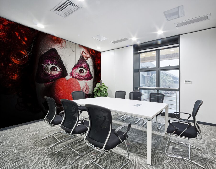 scary and evil clown smiling in dark spooky style Wall Printing