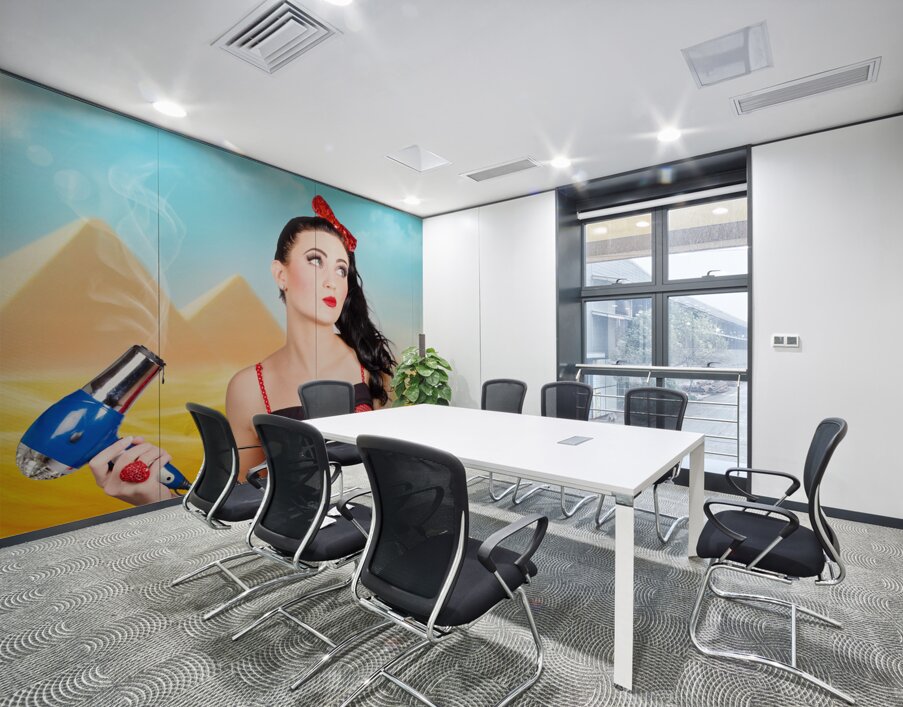 Brunette girl working up a hot Egyptian hair style Wall Printing