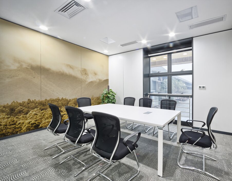 Layered depths of forests mountains and fog Wall Printing