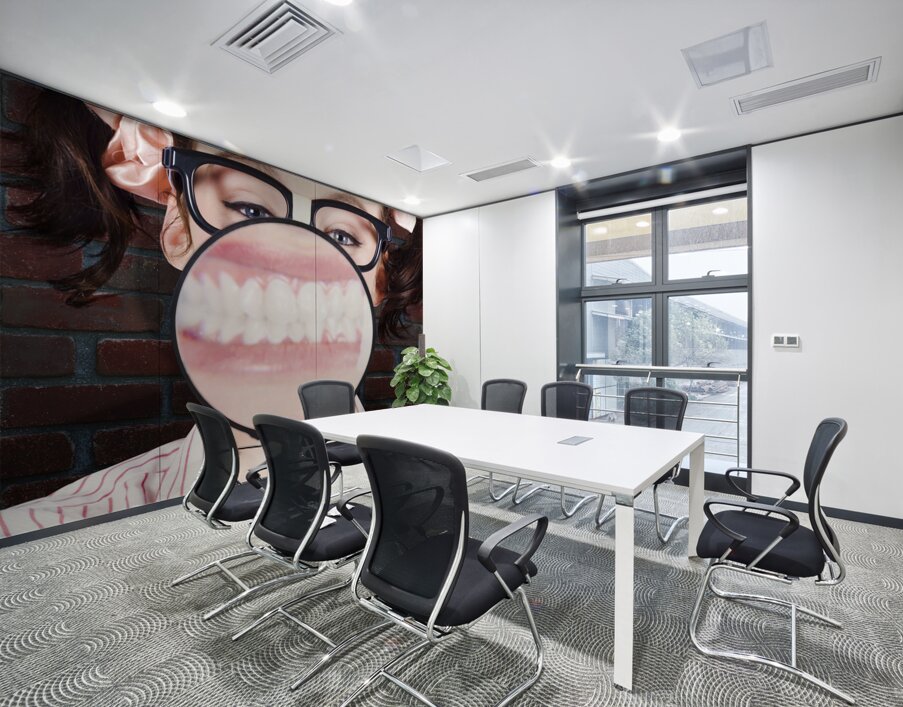 Funny Dentist Showing White Teeth And Big Smile Wall Printing