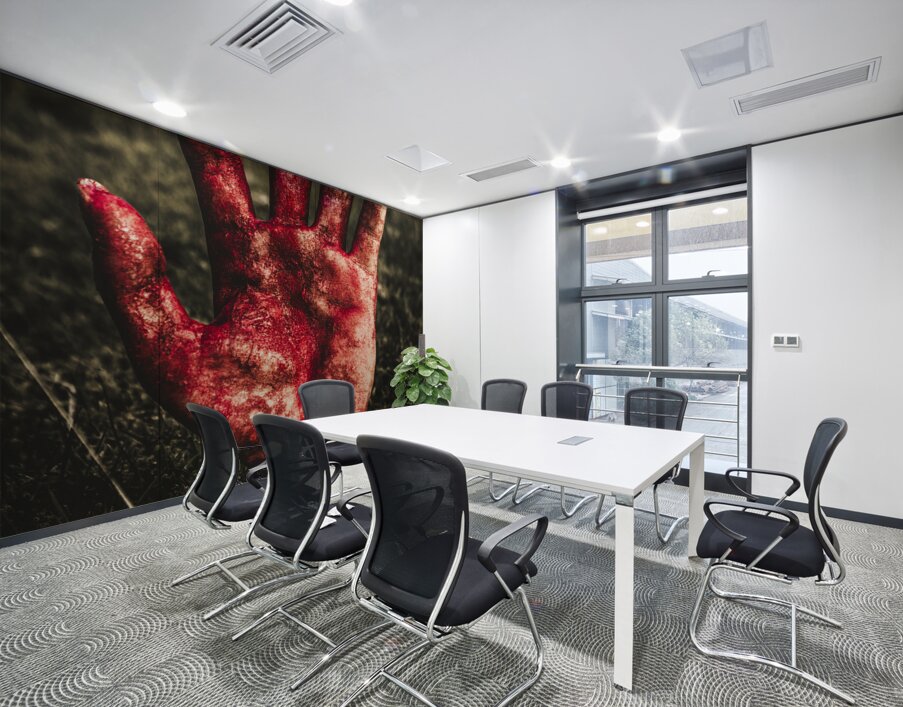 Blood Stained Hand Coming Out Of The Ground At Night Wall Printing