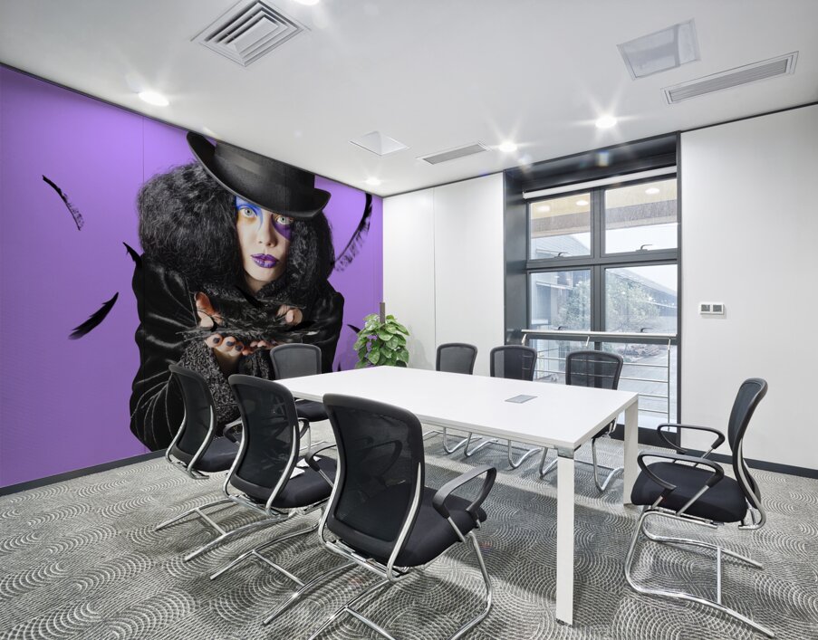 Magician blowing feathers Wall Printing