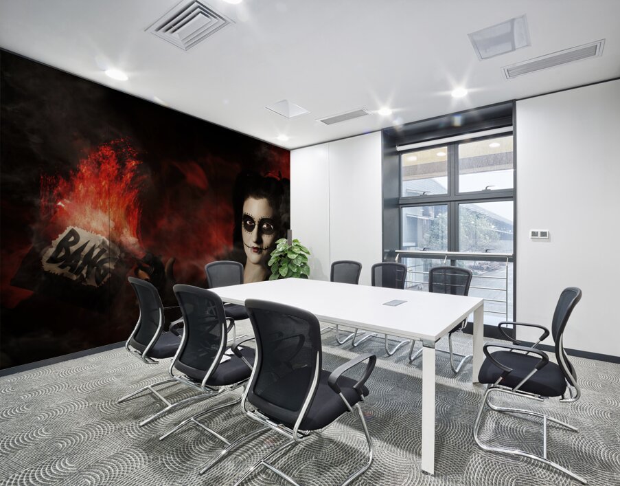 Deadly sugarskull girl firing pop gun with bang Wall Printing