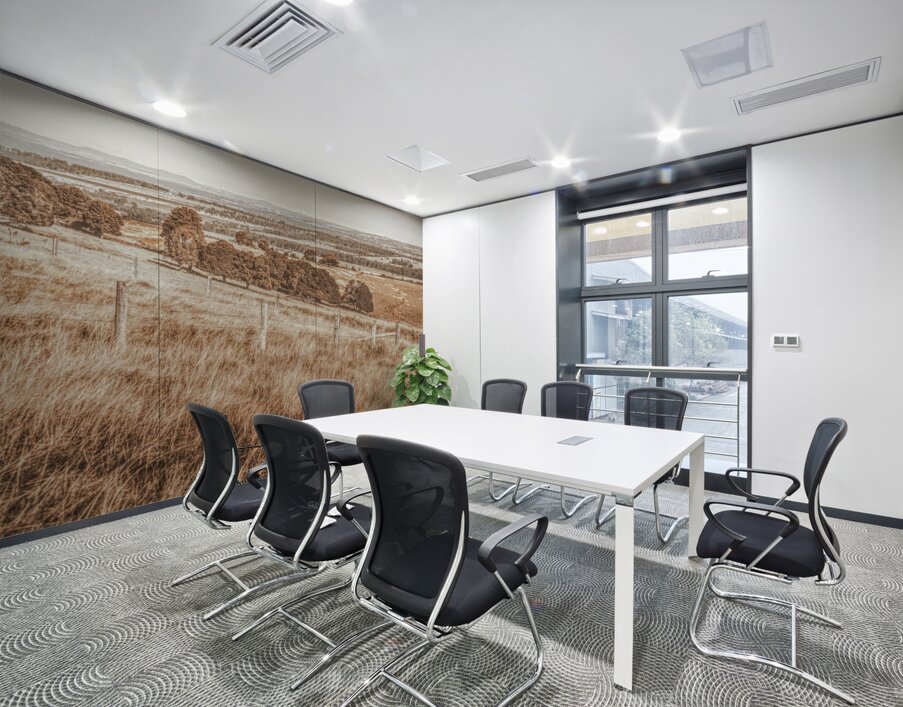 Expansive hills and rustic fencing Wall Printing