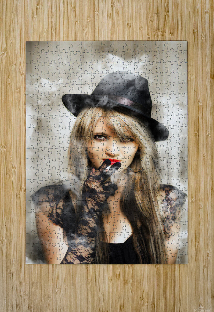 Fifties portrait of smoking hot beautiful woman Jorgo Puzzle printing