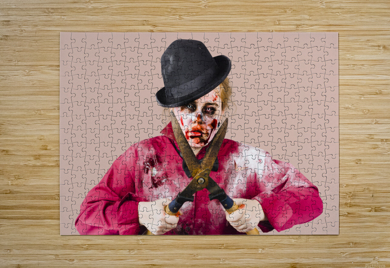 Zombie gardener with shears Jorgo Puzzle printing