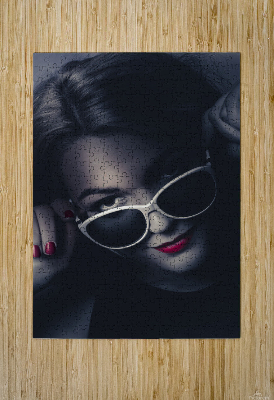 Dark fashion portrait. Female model in sunglasses Jorgo Puzzle printing
